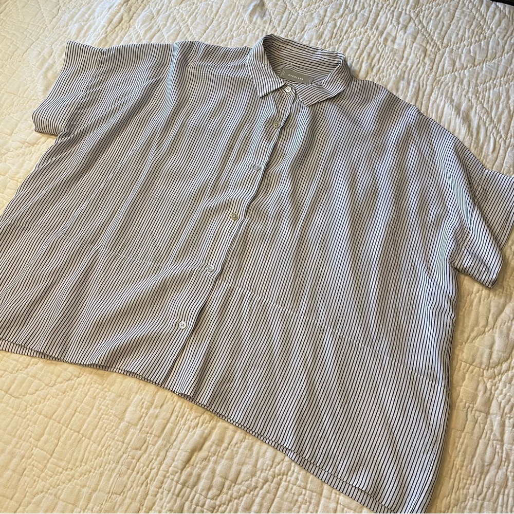 Everlane 100% Silk Boxy Striped Blouse Top M